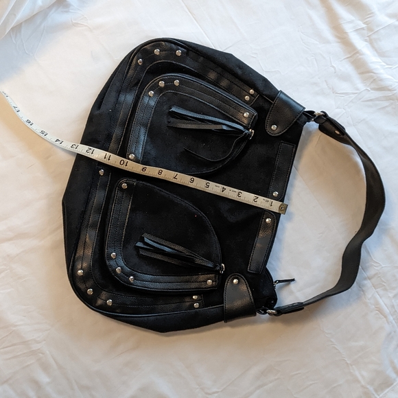 Large Suede Black Shoulder Purse - Picture 4 of 7